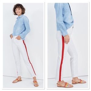 NWT Madewell White Jean w/ Red Stripe 26